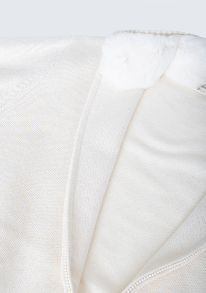 Men's Zermatt Italian cashmere cardigan with removable Rex fur collar, Addison Geneva