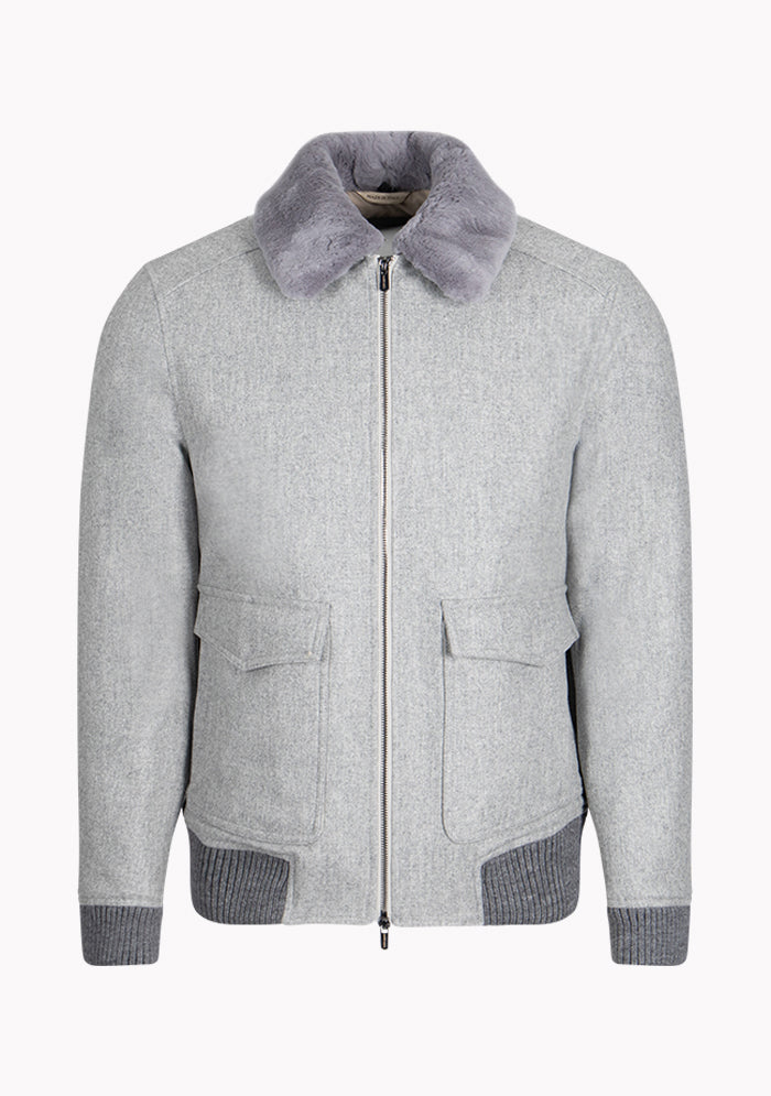 Aviatore Bomber Wool & Rex Fur Collar