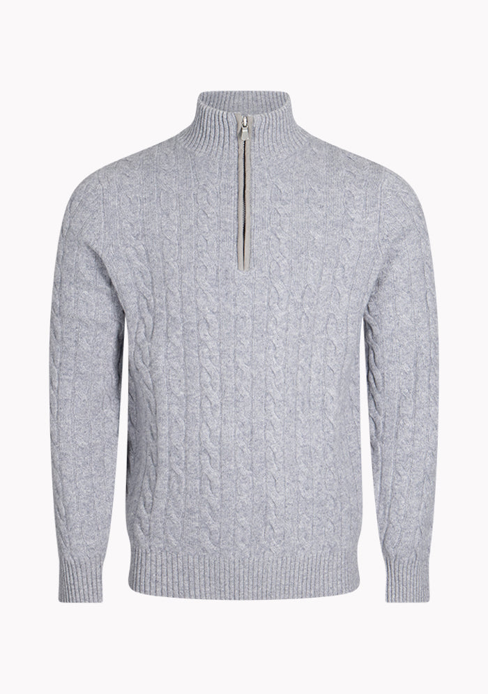 Luxury Baby Cashmere Cable-Knit Half-zip Sweater