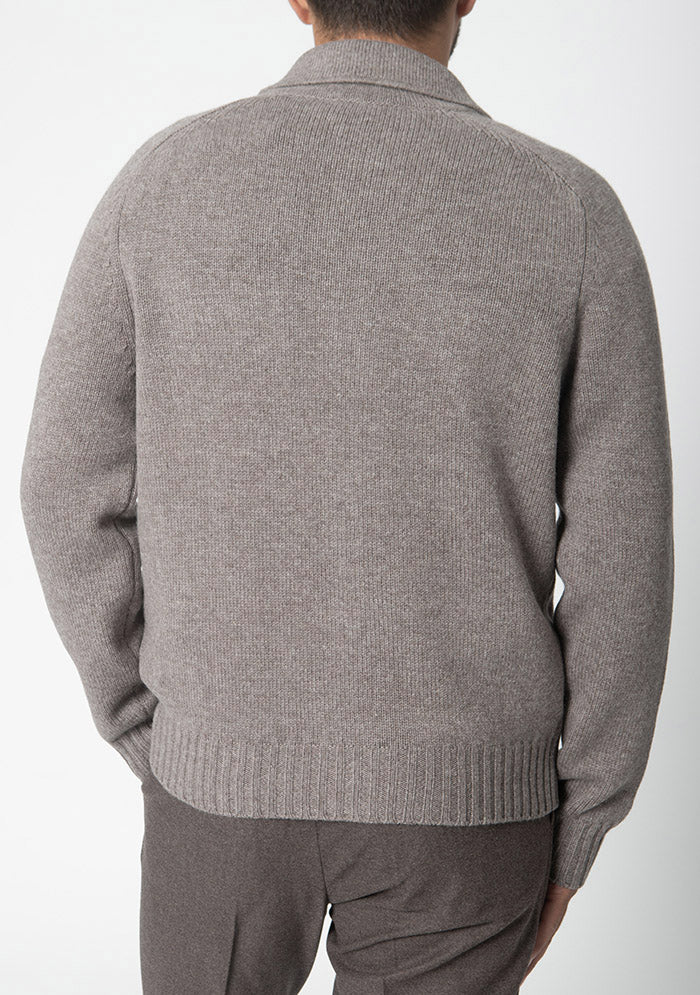 Tortora Arezzo knit overshirt in 100% Merino wool, button front #color_tortora