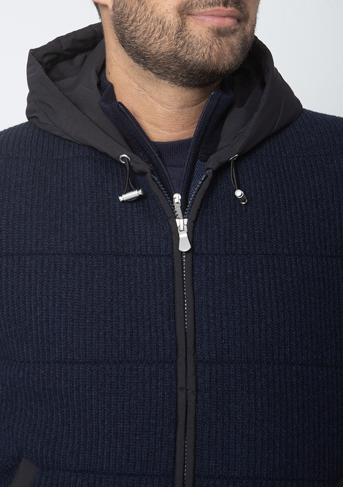 Courmayeur men's hooded wool vest in navy #color_blu