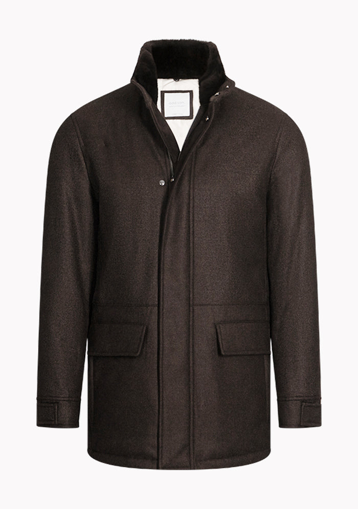 Verona Wool & Cashmere Parka in dark brown, Loro Piana fabric, Addison Geneva #color_MORO