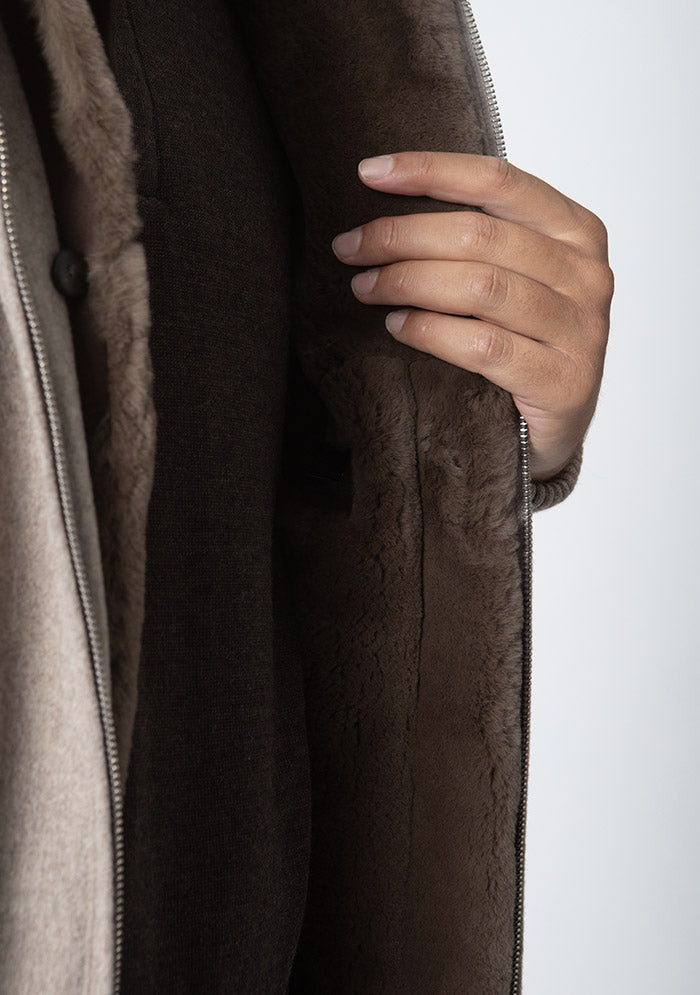 Taupe Loro Piana Storm System wool bomber jacket for men #color_tortora