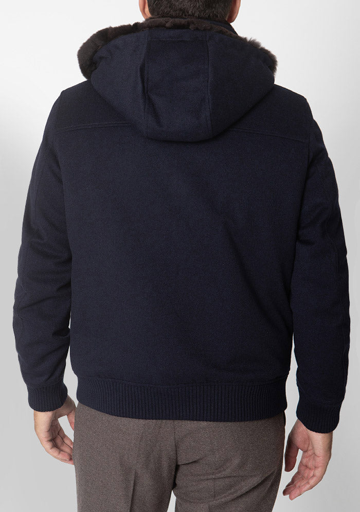 Navy Loro Piana Storm System wool bomber jacket for men #color_navy