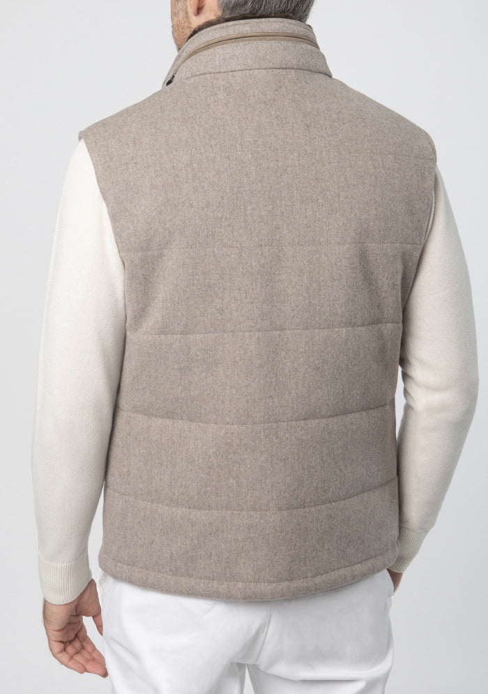 Tortora Loro Piana quilted vest, Breras by Addison Geneva, made in Italy #color_tortora