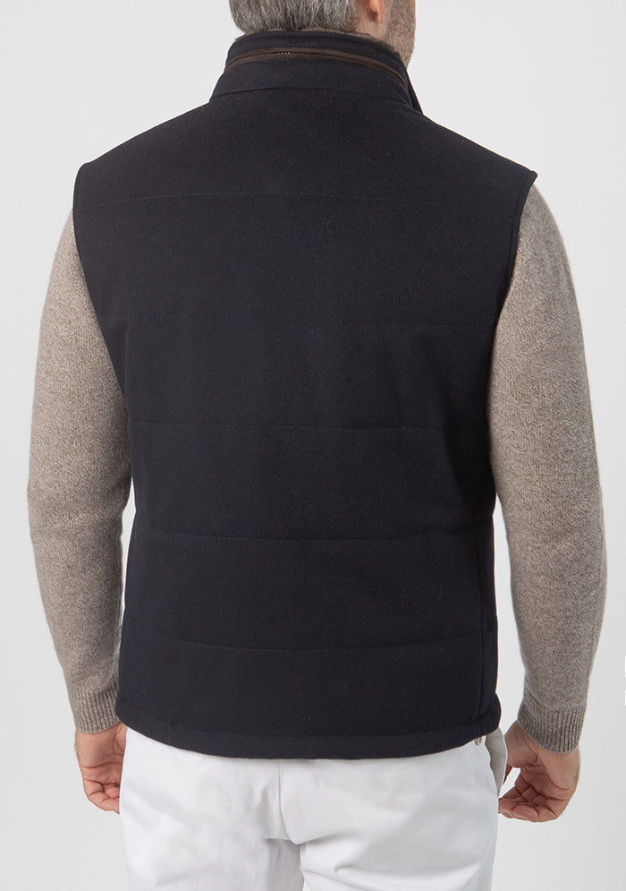 Navy Loro Piana quilted vest, Breras by Addison Geneva, made in Italy #color_blu