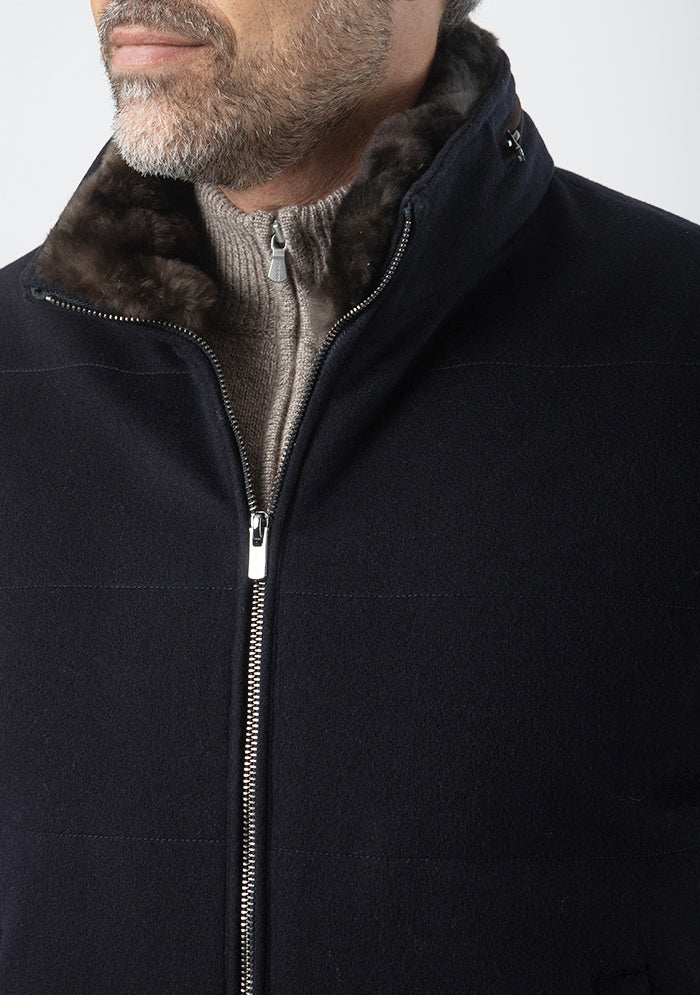 Breras men's navy sleeveless jacket, Loro Piana wool, Addison Geneva #color_blu