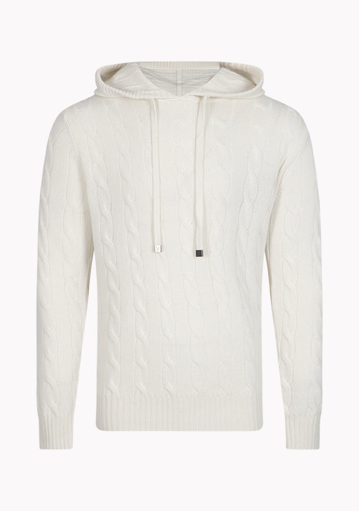 Stelvio Wool & Cashmere Cable-Knit Hoodie in chalk #color_CHALK