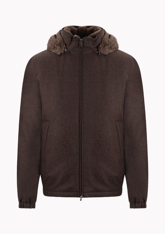 Tiberio Wool & Cashmere Hooded Bomber