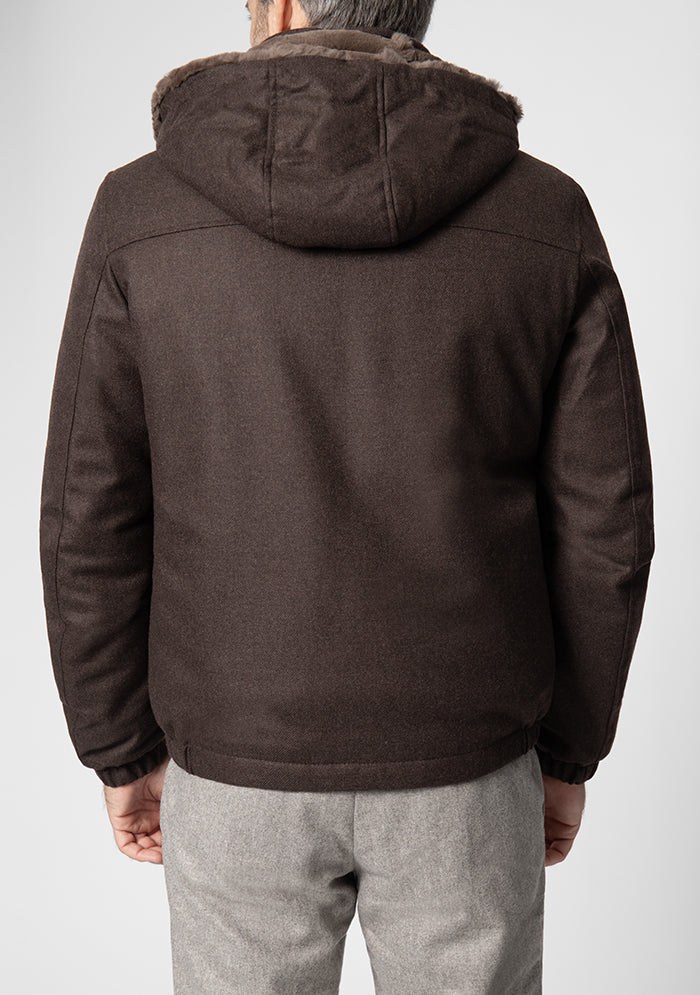 Tiberio Wool & Cashmere Hooded Bomber