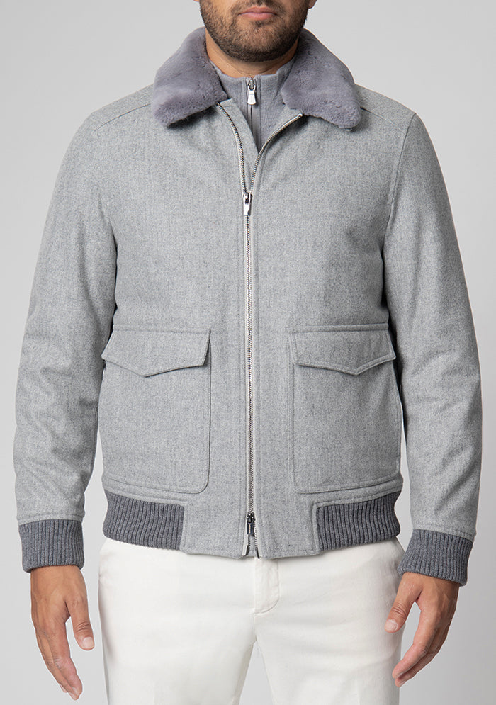 Aviatore Bomber Wool & Rex Fur Collar