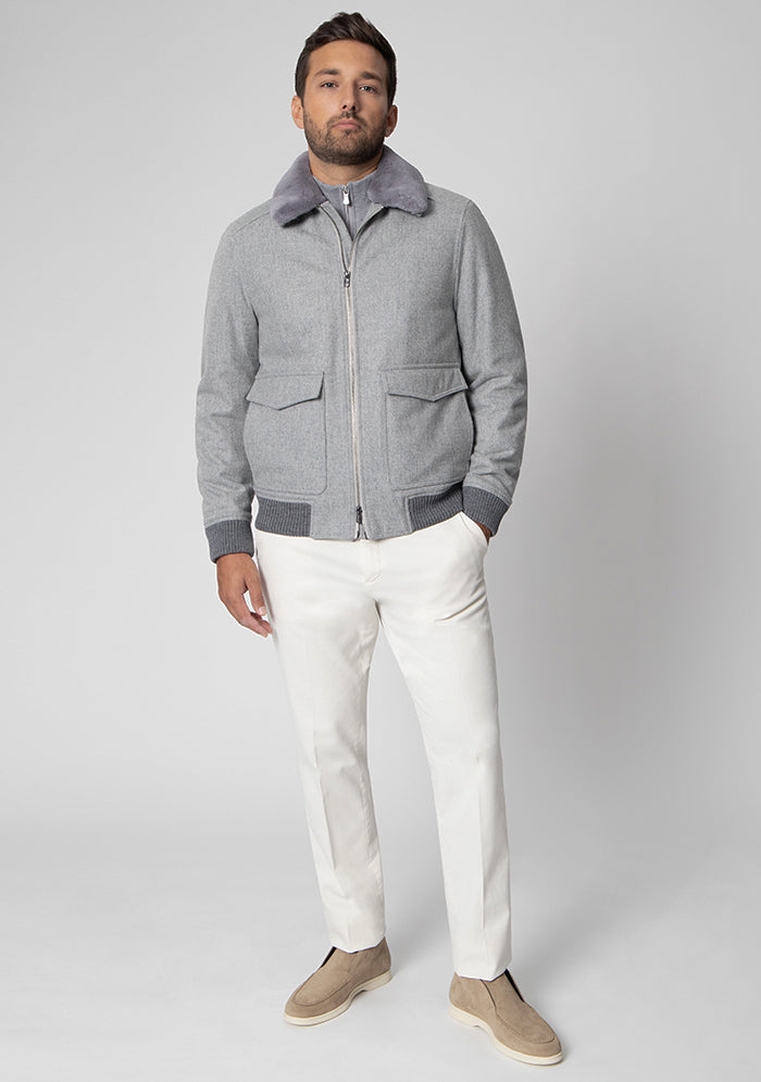 Aviatore Bomber Wool & Rex Fur Collar