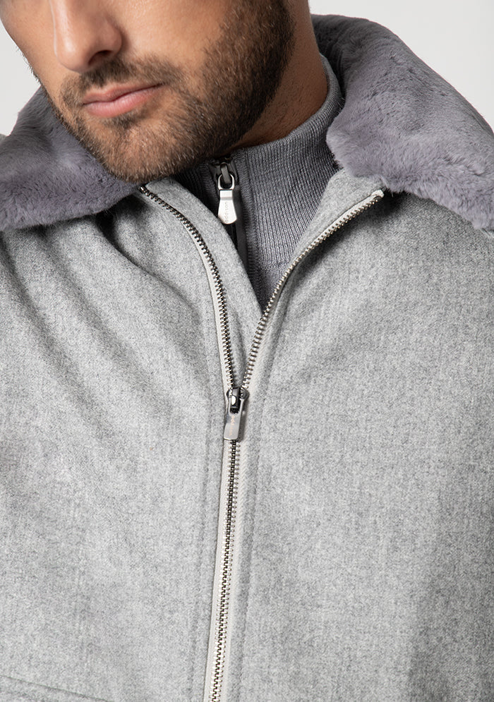 Aviatore Bomber Wool & Rex Fur Collar