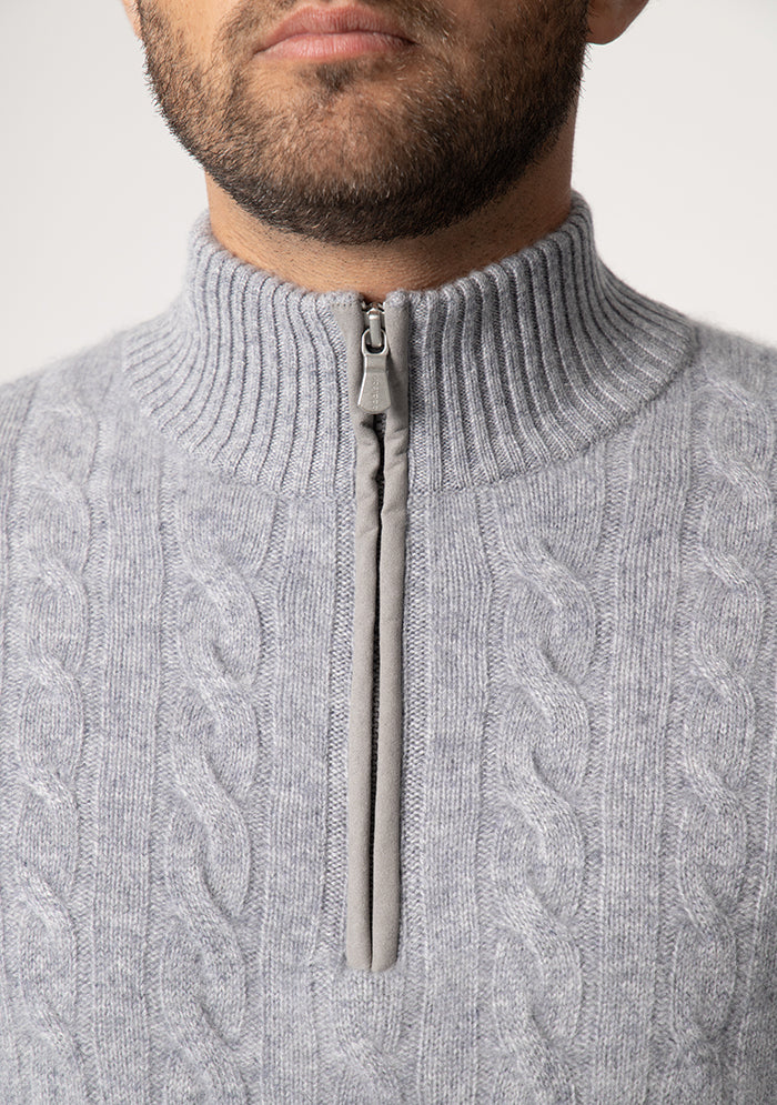 Luxury Baby Cashmere Cable-Knit Half-zip Sweater