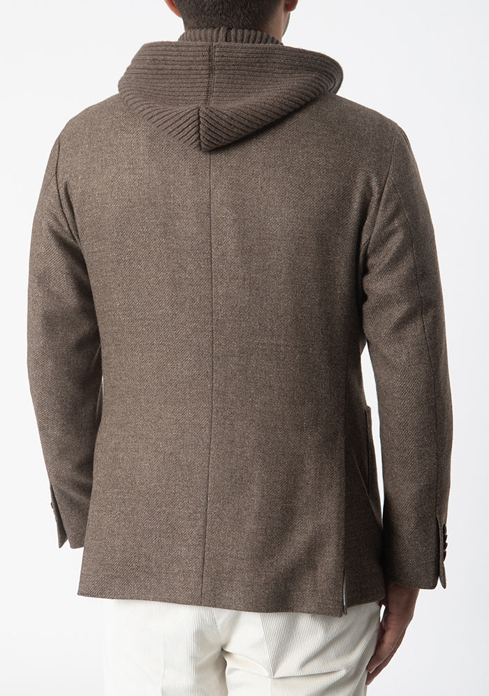 Men's Sestriere Wool Hooded Blazer in brown, two looks in one, Addison Geneva #color_marrone