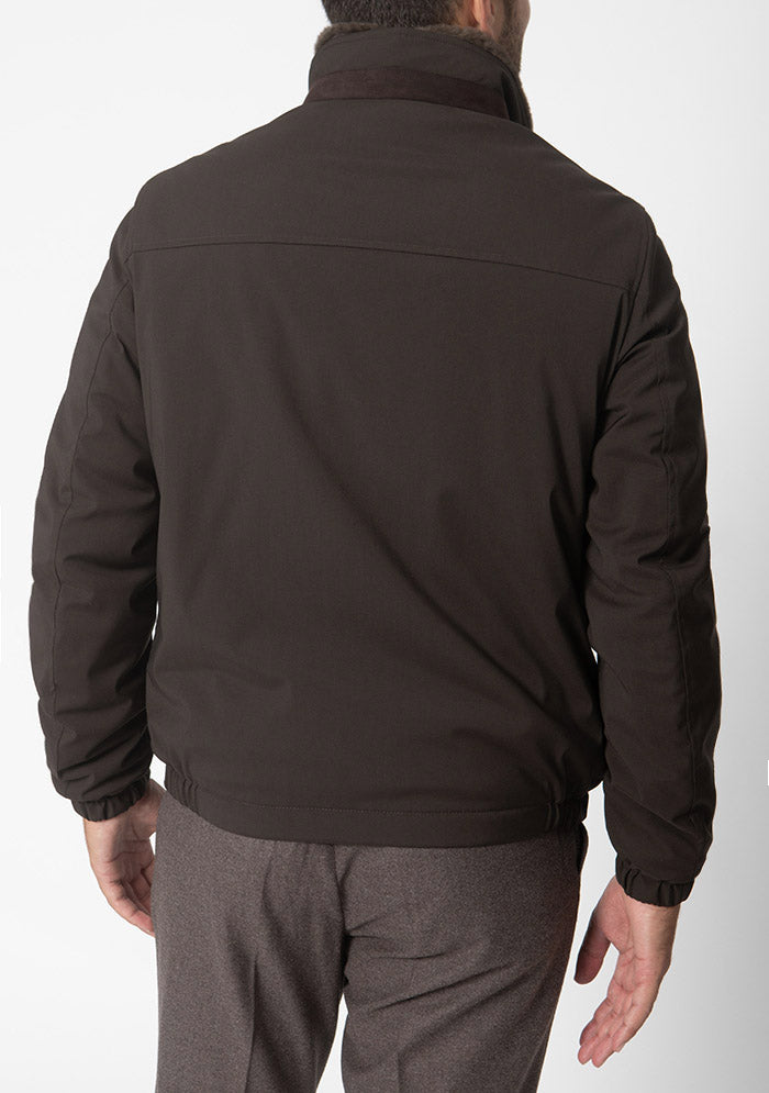 Men's Teo Nylon Bomber in moro dark brown, made in Italy, Addison Geneva #color_moro