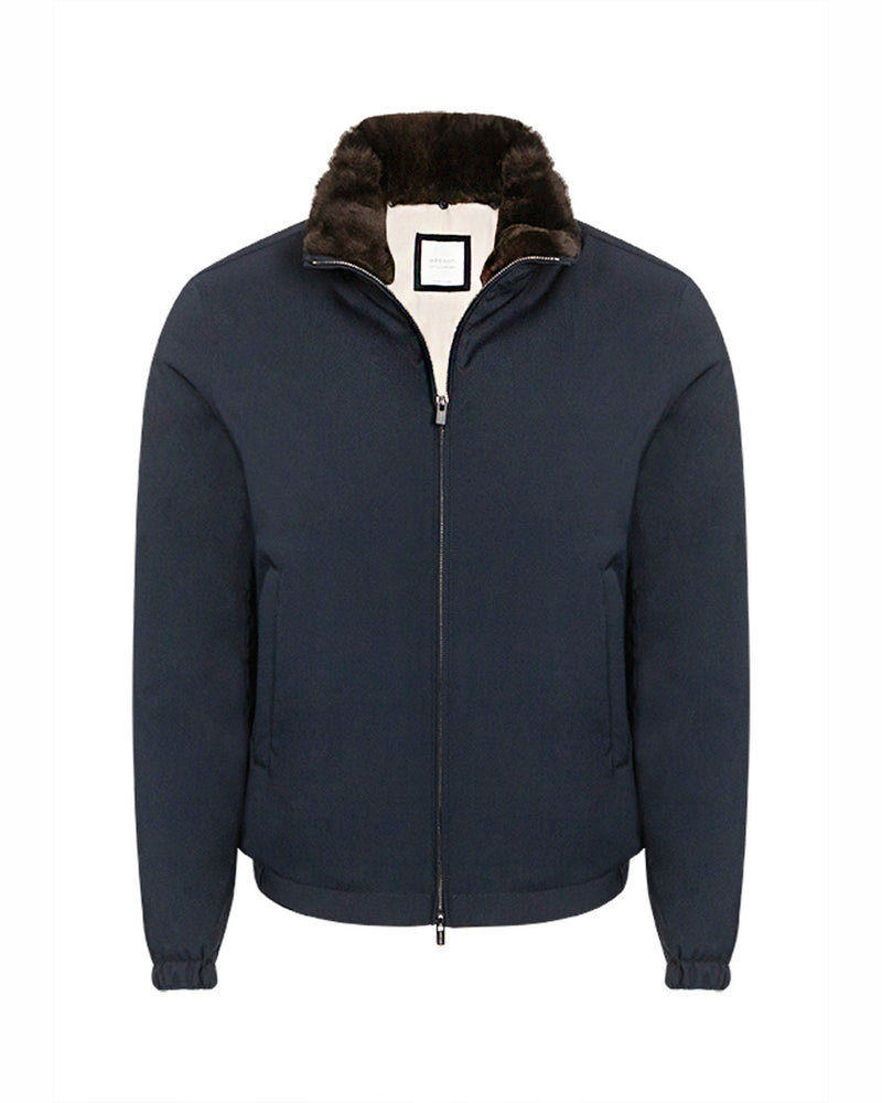 Teo Nylon Bomber with Beaver Fur Collar