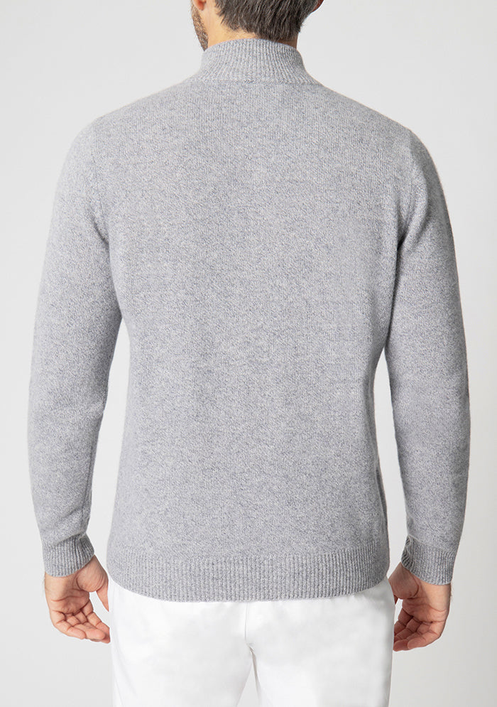 Men's Trento Italian cashmere half-zip sweater in lunar, Addison Geneva #color_LUNAR