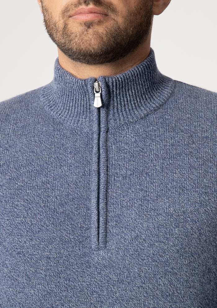 Men's Trento Italian cashmere half-zip sweater in selvedge, Addison Geneva #color_SELVEDGE